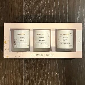 Summer & Rose 3 Candle Set: Sea Breeze, Sweet Fig & Lavender *NIB* MSRP: $39+tax